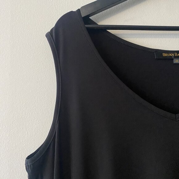 Brian Bailey Black Two Piece Sleeveless V-Neck Top With Mesh Long Sleeve Overlay - Picture 11 of 14